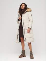 Superdry Grey Everest Longline Puffer Coat - Image 1 of 6