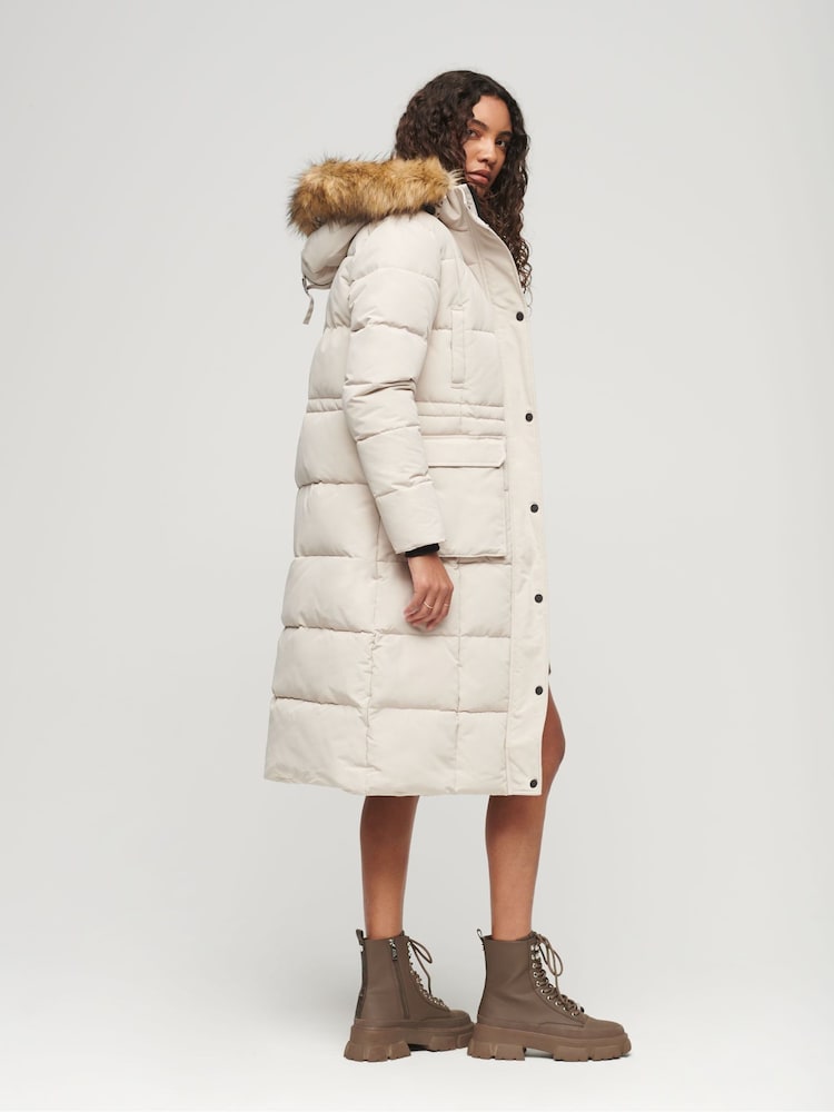 Superdry Grey Everest Longline Puffer Coat - Image 2 of 6