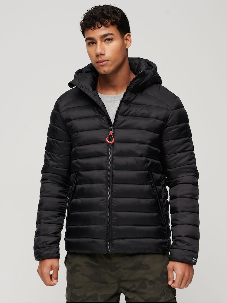 Superdry Black Hooded Fuji Sports Padded Jacket - Image 1 of 6
