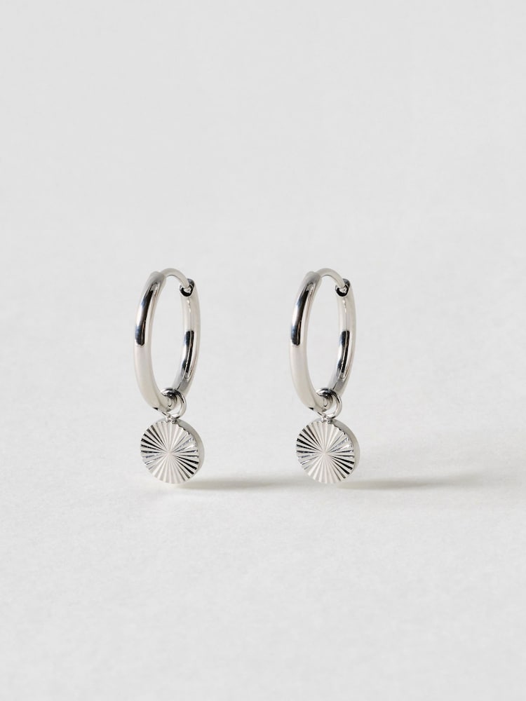 Oliver Bonas Silver Tone Maya Waterproof Mini Disc Drop Earrings - Image 1 of 2