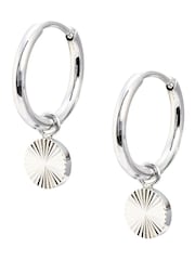 Oliver Bonas Silver Tone Maya Waterproof Mini Disc Drop Earrings - Image 2 of 2