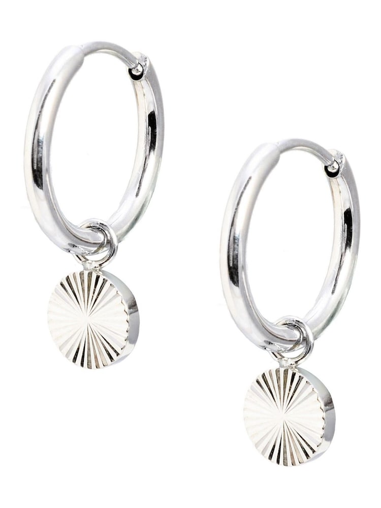 Oliver Bonas Silver Tone Maya Waterproof Mini Disc Drop Earrings - Image 2 of 2