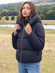 Threadbare Black Showerproof Funnel Neck Puffer Coat - Image 1 of 5