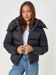 Threadbare Black Showerproof Funnel Neck Puffer Coat - Image 2 of 5