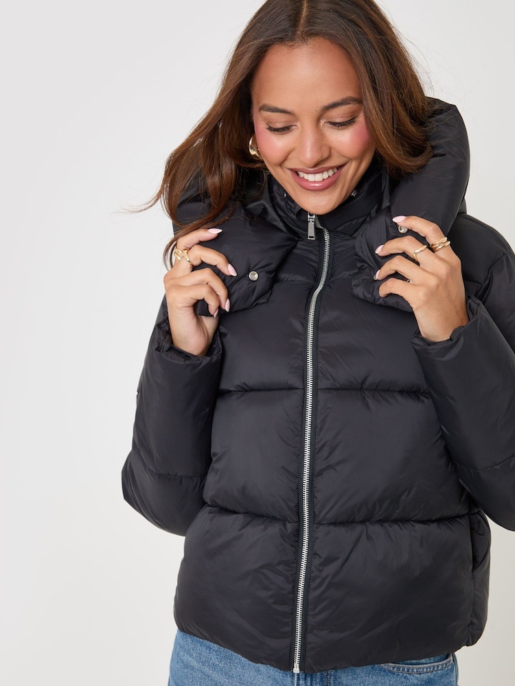 Threadbare Black Showerproof Funnel Neck Puffer Coat - Image 5 of 5 Threadbare Black Showerproof Funnel Neck Puffer Coat - Image 5 of 5