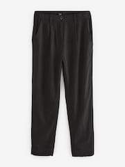 Black Linen Blend Taper Trousers - Image 6 of 7