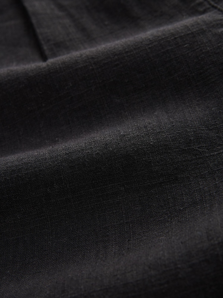 Black Linen Blend Taper Trousers - Image 7 of 7