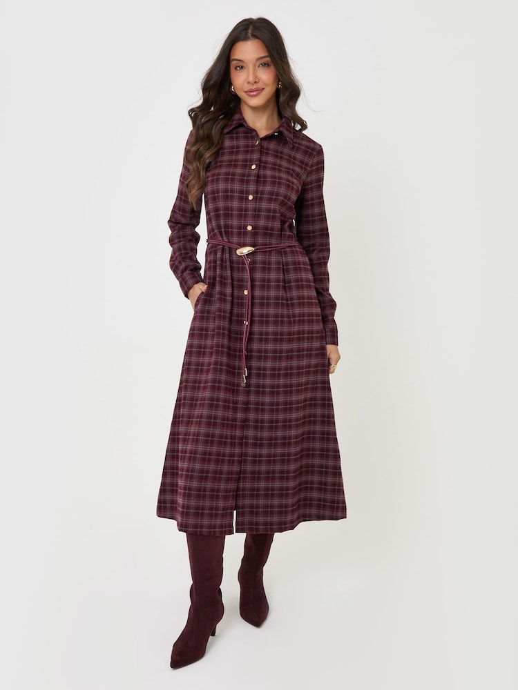 Threadbare Red Belted Midaxi Shirt Dress - Image 1 of 4 Threadbare Red Belted Midaxi Shirt Dress - Image 1 of 4