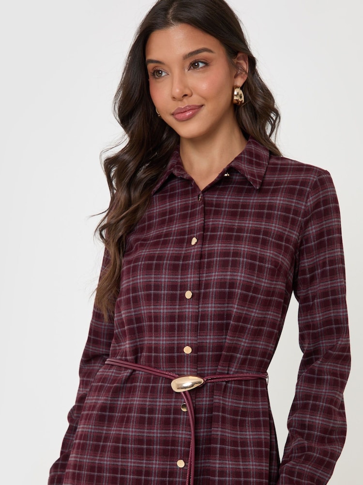 Threadbare Red Belted Midaxi Shirt Dress - Image 4 of 4 Threadbare Red Belted Midaxi Shirt Dress - Image 4 of 4