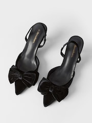 Threadbare Black Velvet Bow Kitten Heels - Image 3 of 6