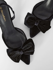 Threadbare Black Velvet Bow Kitten Heels - Image 4 of 6