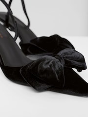 Threadbare Black Velvet Bow Kitten Heels - Image 5 of 6
