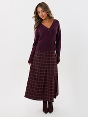 Threadbare Red Midaxi Buckle Wrap Skirt - Image 1 of 4