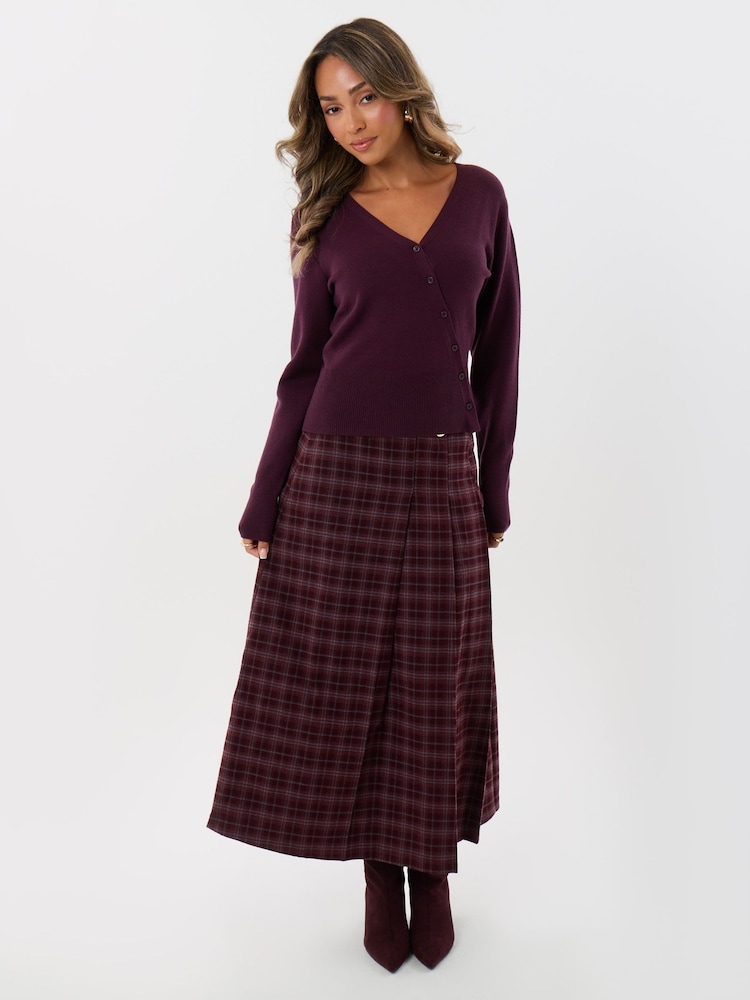 Threadbare Red Midaxi Buckle Wrap Skirt - Image 1 of 4