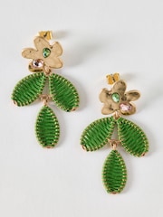 Oliver Bonas Green Erin Green Wrapped Flower Drop Earrings - Image 1 of 2