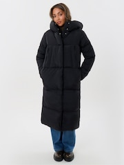 Threadbare Black Showerproof Maxi Puffer Coat - Image 3 of 5