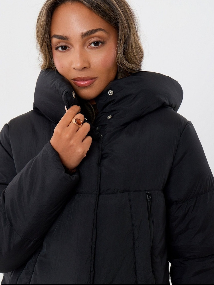 Threadbare Black Showerproof Maxi Puffer Coat - Image 5 of 5 Threadbare Black Showerproof Maxi Puffer Coat - Image 5 of 5