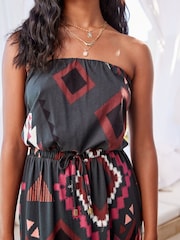Navy Geo Bandeau Midi Dress - Image 5 of 6