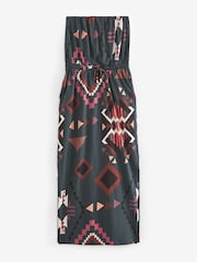 Navy Geo Bandeau Midi Dress - Image 6 of 6