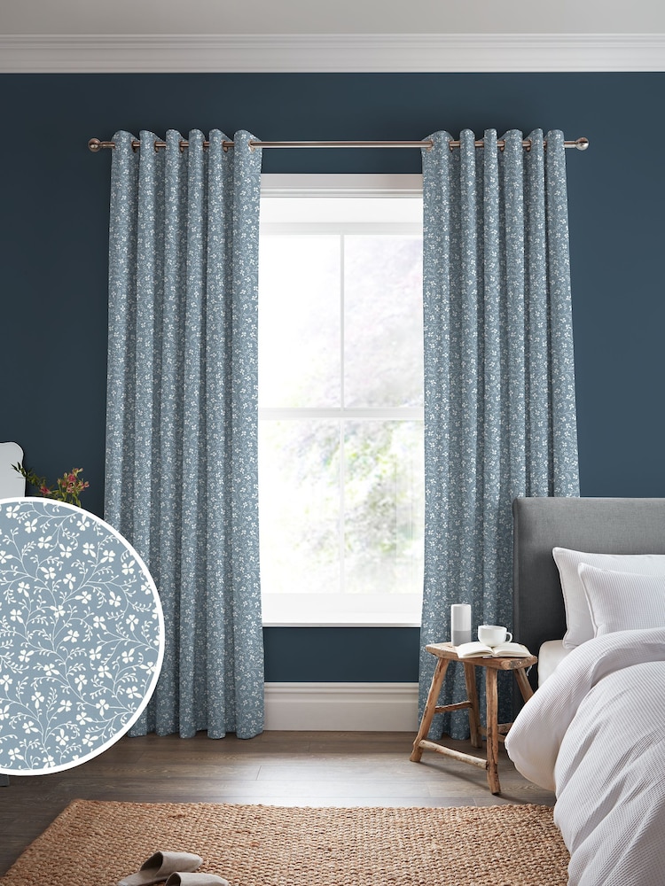 Laura Ashley Newport Blue Campion Made to Measure Curtains - Image 1 of 8