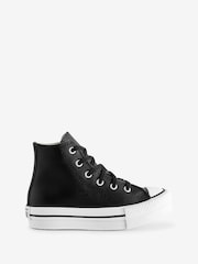 Converse Black Junior All Star Eva Lift Leather Trainers - Image 1 of 9
