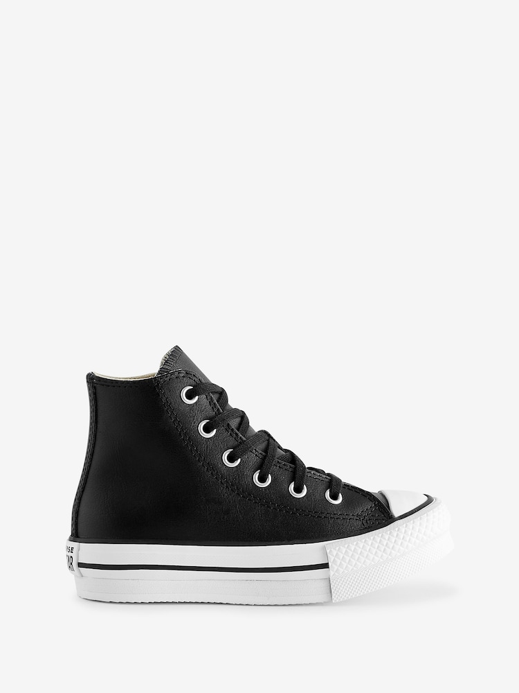 Converse Black Junior All Star Eva Lift Leather Trainers - Image 1 of 9