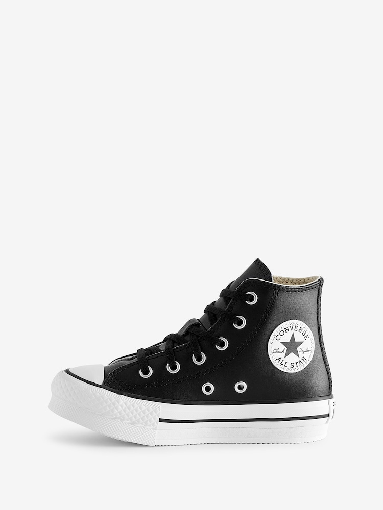 Converse Black Junior All Star Eva Lift Leather Trainers - Image 2 of 9