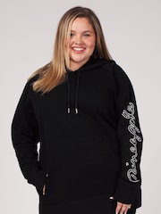 Pineapple Dark Black Pineapple Khaki Silver Longline Hoodie - Image 4 of 7
