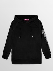 Pineapple Dark Black Pineapple Khaki Silver Longline Hoodie - Image 7 of 7