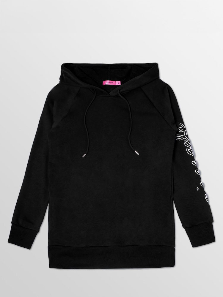 Pineapple Dark Black Pineapple Khaki Silver Longline Hoodie - Image 7 of 7