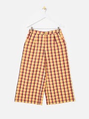 Oliver Bonas Pink Checked Cropped Wide Leg Trousers - Image 1 of 5