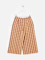 Oliver Bonas Pink Checked Cropped Wide Leg Trousers - Image 2 of 5