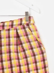 Oliver Bonas Pink Checked Cropped Wide Leg Trousers - Image 4 of 5