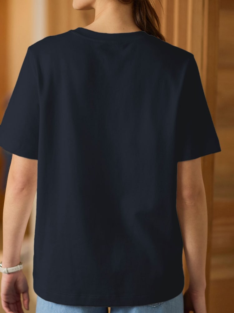 Marineblau/blau - Schweres T-Shirt mit Rundhalsausschnitt - Bild 2 von 4 Marineblau/blau - Schweres T-Shirt mit Rundhalsausschnitt - Bild 2 von 4