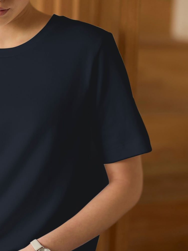 Navy Blue Heavyweight Short Sleeve Crew Neck T-Shirt - Image 3 of 4