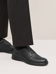 Black Wide Fit Leather Derby Shoes - Image 1 of 6