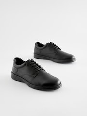 Black Wide Fit Leather Derby Shoes - Image 3 of 6