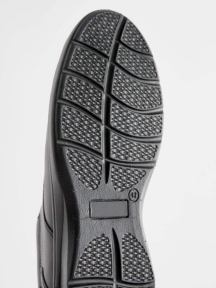 Black Wide Fit Leather Derby Shoes - Image 6 of 6