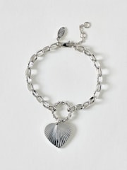 Oliver Bonas Silver Tone Louisa Heart Waterproof Chain Bracelet - Image 1 of 3