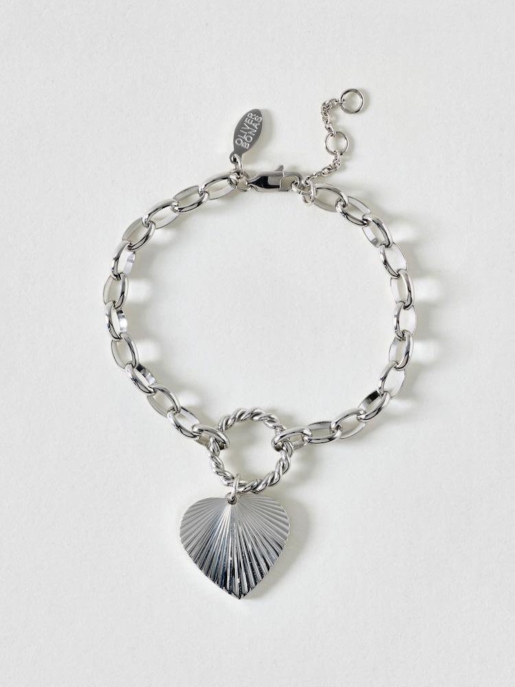 Oliver Bonas Silver Tone Louisa Heart Waterproof Chain Bracelet - Image 1 of 3