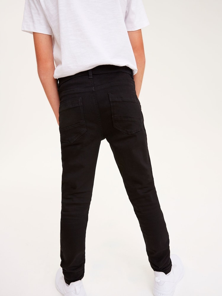 Black Denim Skinny Fit Mega Stretch Adjustable Waist Jeans (3-16yrs) - Image 2 of 7