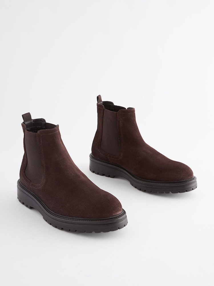 Brown Chunky Leather Chelsea Boots - Image 1 of 5