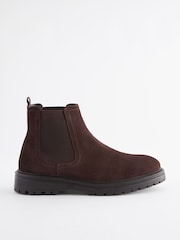 Brown Chunky Leather Chelsea Boots - Image 2 of 5