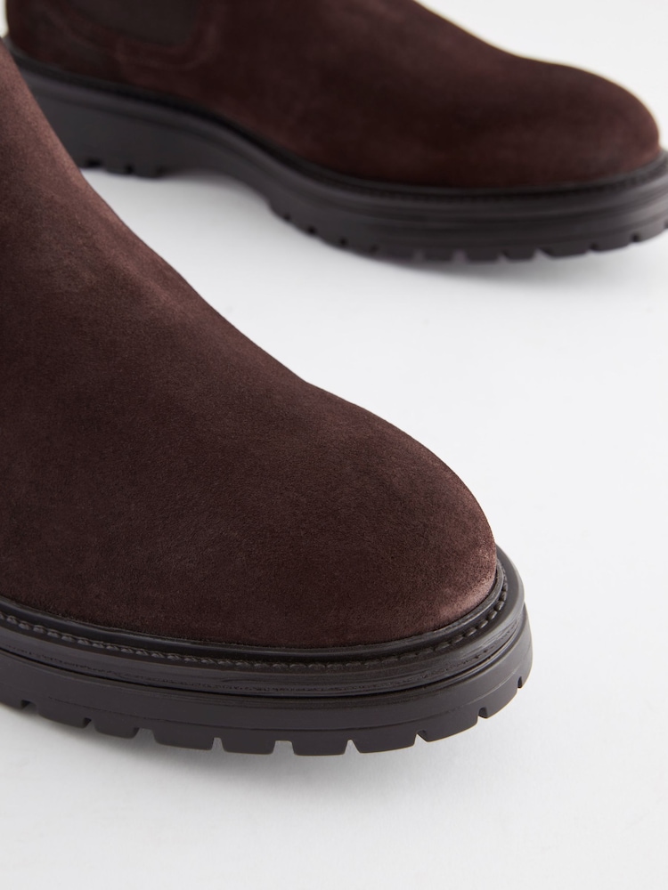 Brown Chunky Leather Chelsea Boots - Image 3 of 5