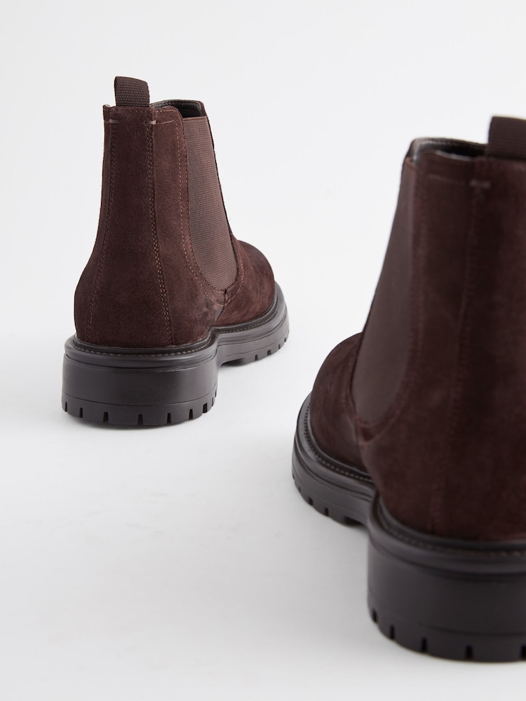 Brown Chunky Leather Chelsea Boots - Image 4 of 5