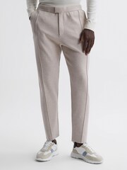 Reiss Oatmeal Melange Jett Knitted Front Seam Trousers - Image 1 of 4
