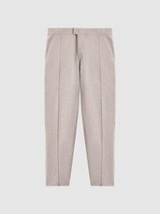 Reiss Oatmeal Melange Jett Knitted Front Seam Trousers - Image 4 of 4