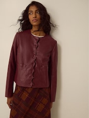 Monsoon Penelope Scallop Faux Leather Jacket - Slika 1 od 5