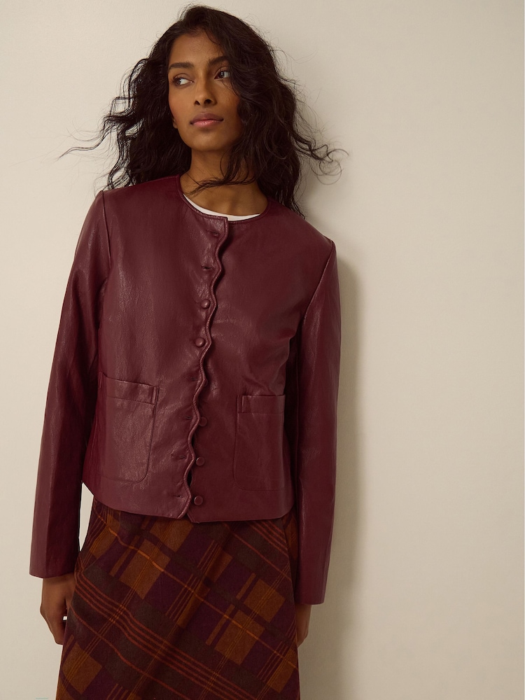 Monsoon Penelope Scallop Faux Leather Jacket - Slika 1 od 5