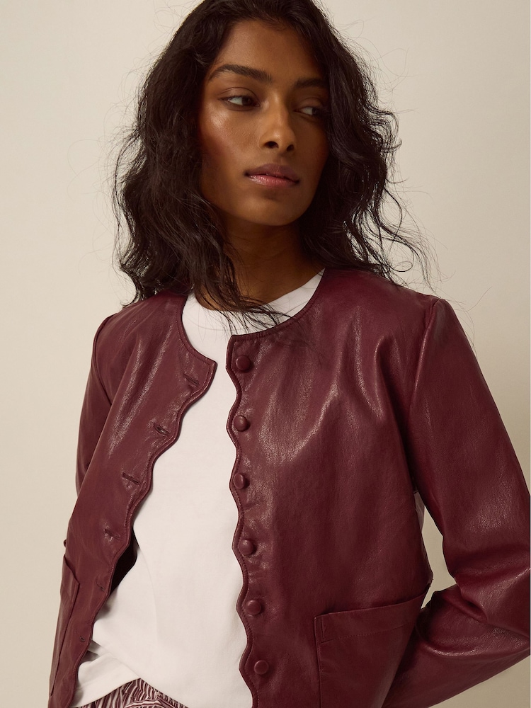 Monsoon Penelope Scallop Faux Leather Jacket - Slika 2 od 5